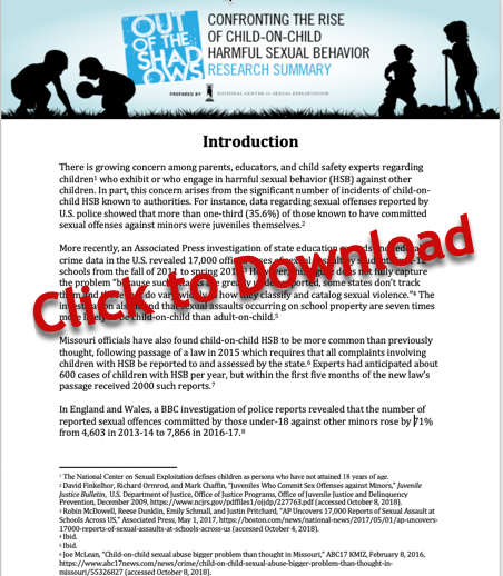 Summary of Research for Child-on-Child Harmful Sexual Behavior