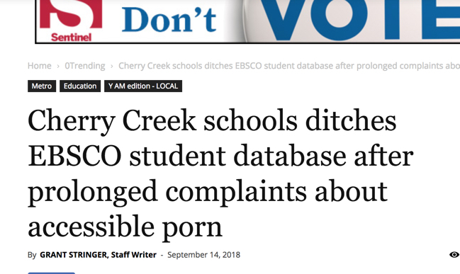 Cherry Creek schools ditches EBSCO student database after prolonged complaints about accessible porn