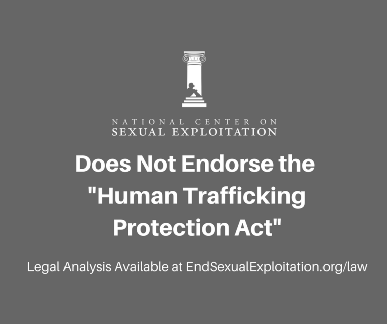 NCOSE’s Position on “Human Trafficking Prevention Act”