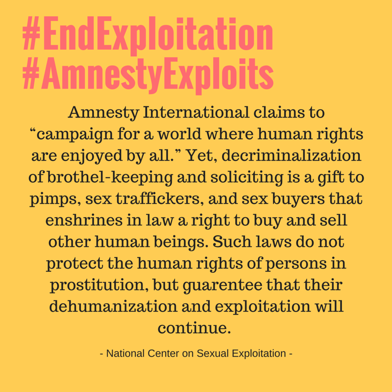 Statement Amnesty International Votes To Decriminalize Exploitation