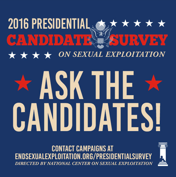 Press Release: Where Do the 2016 Presidential Candidates Stand on Sexual Exploitation?