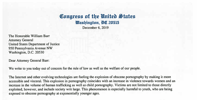 Screenshot of letter from four U.S. Representatives—Jim Banks of Indiana