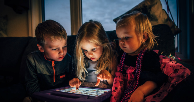 Children using a tablet together