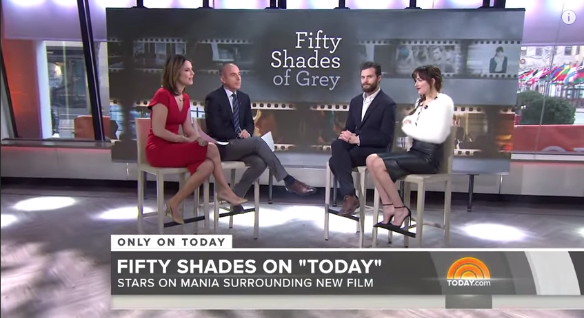 Jamie Dornan & Dakota Johnson talk about filming "Fifty Shades of Grey" on the "Today Show.""Today Show" hosts Hoda & Kathie Lee interview "Fifty Shades of Grey" author