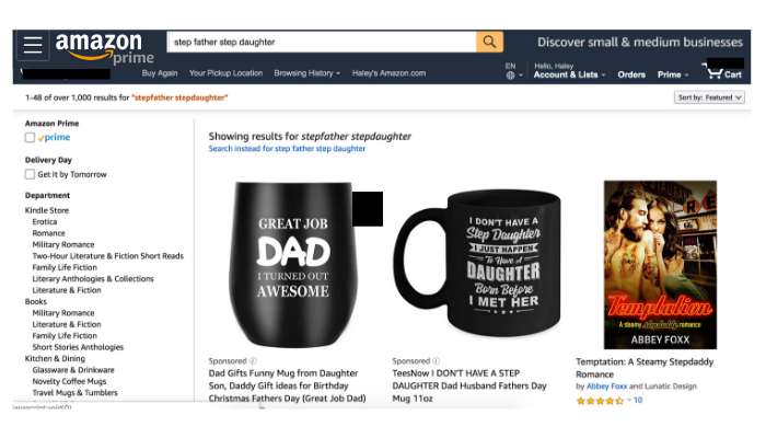 Amazon Promotes Incest-themed Pornographic Books to Stepdads