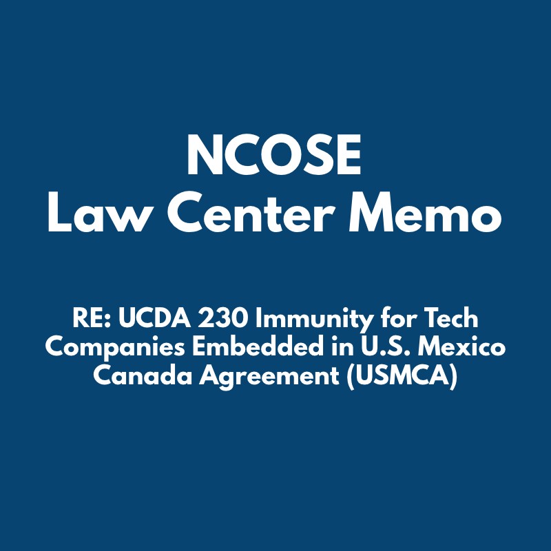 NCOSE Law Center Memo - UCDA 230